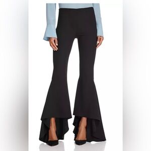 Alice + Olivia Black Flared Ruffle Hem Jumpsuit Pants